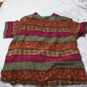 Plus size multicolor print silk top